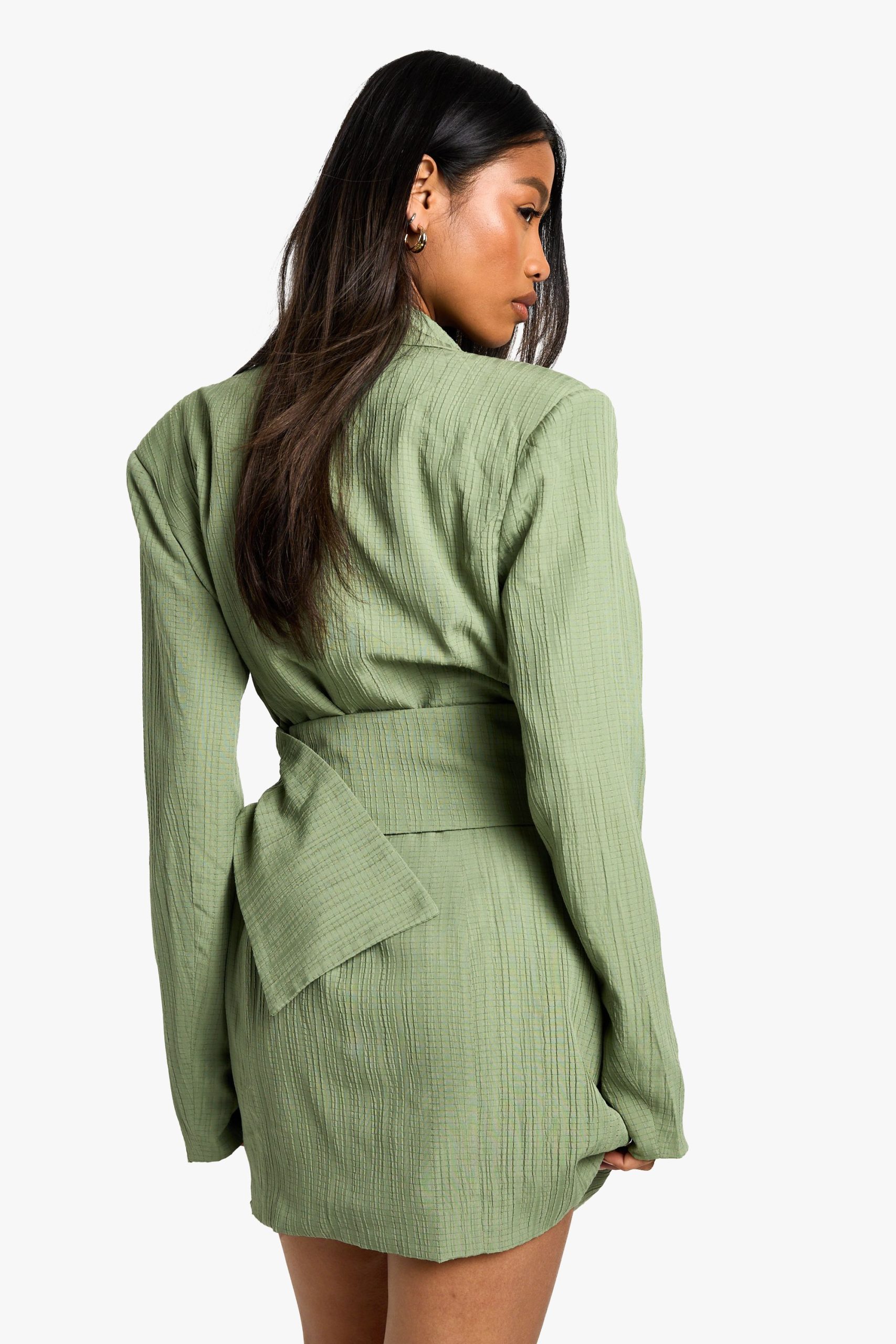 Textured Tailored Belt Detail Blazer dress - Image 2