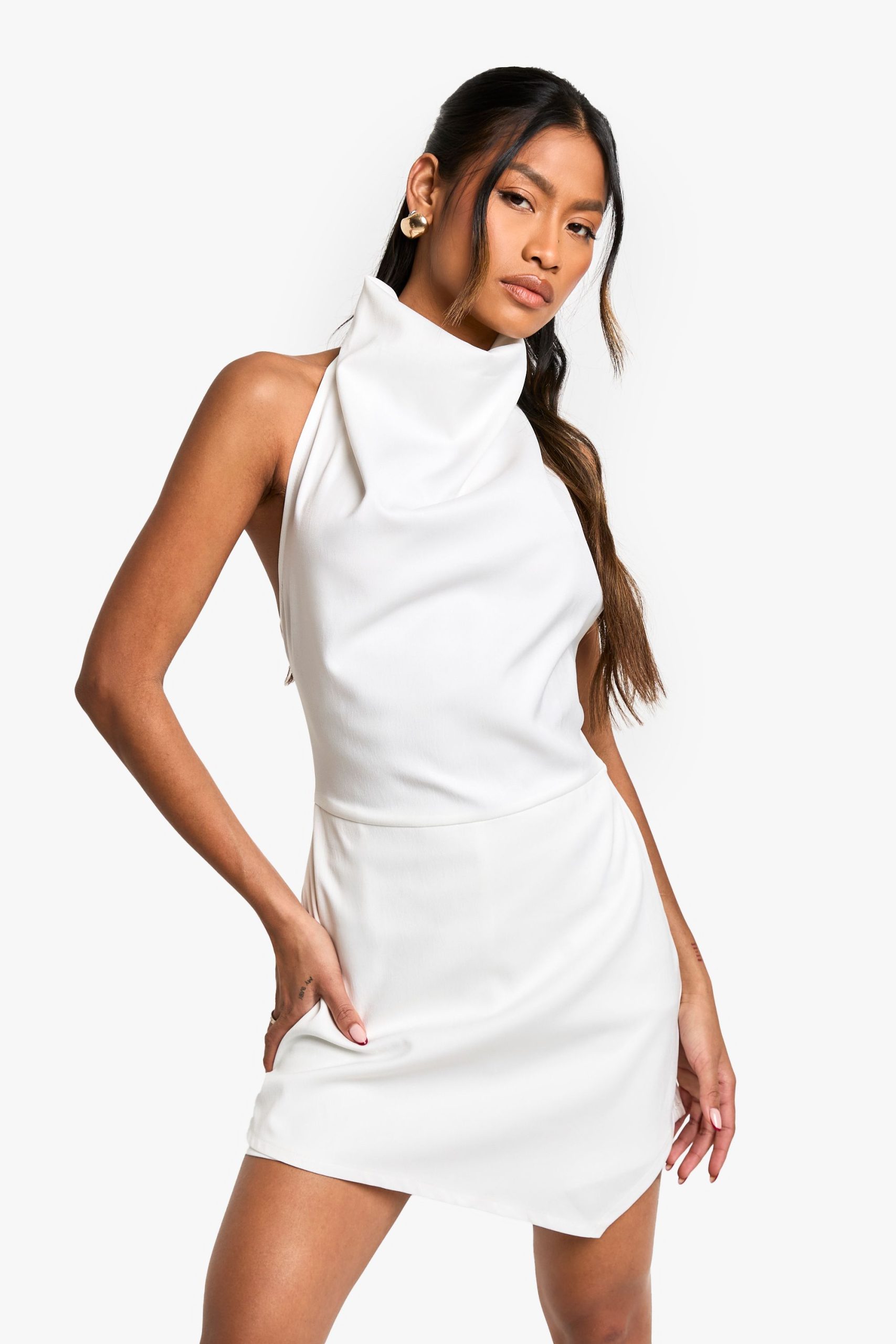 Tailored Cowl Neck Sccop Back Playsuit