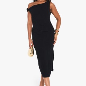 Linen Look Asymetric Midaxi Dress