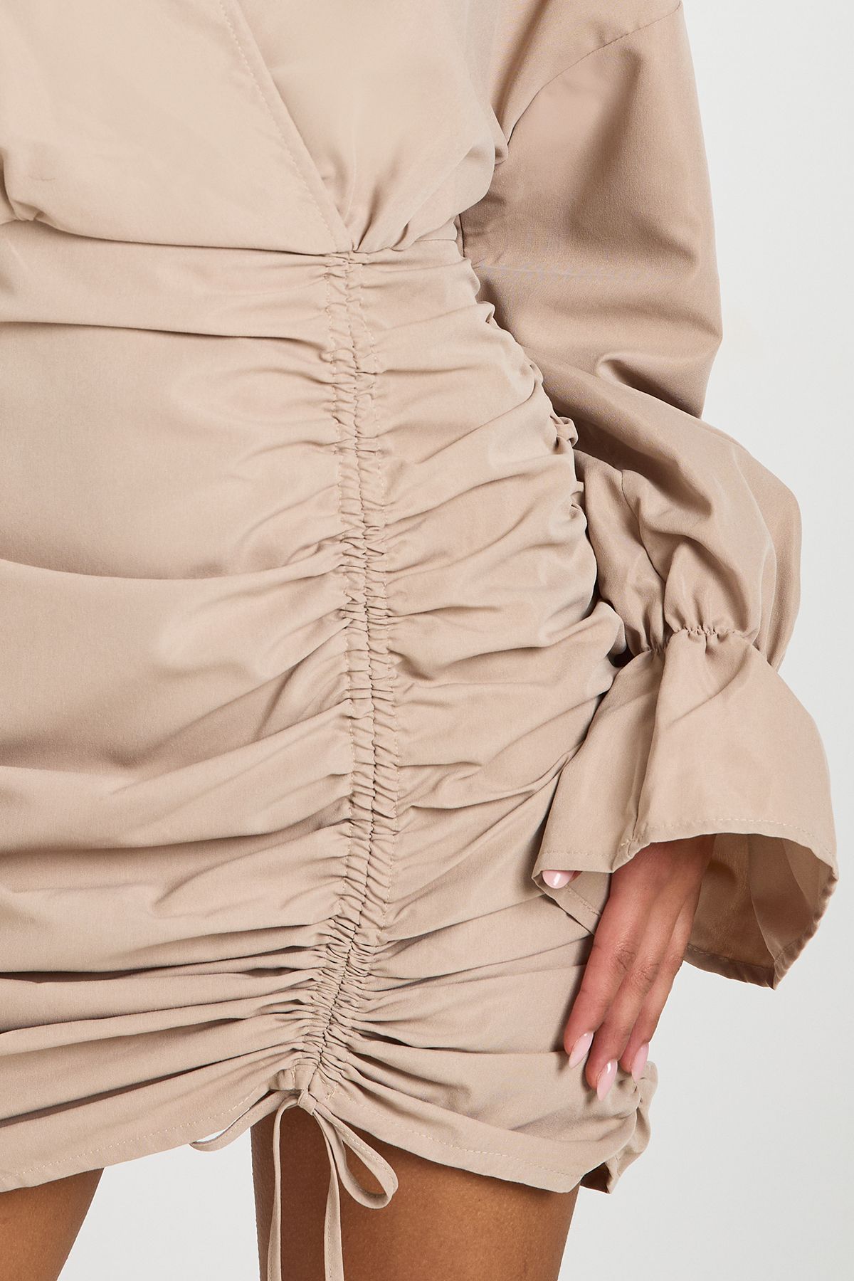 Cotton Ruched Wrap Shirt Dress - Image 4