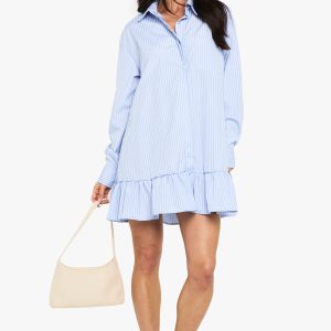 Stripe Skater Drop Hem Shirt Dress