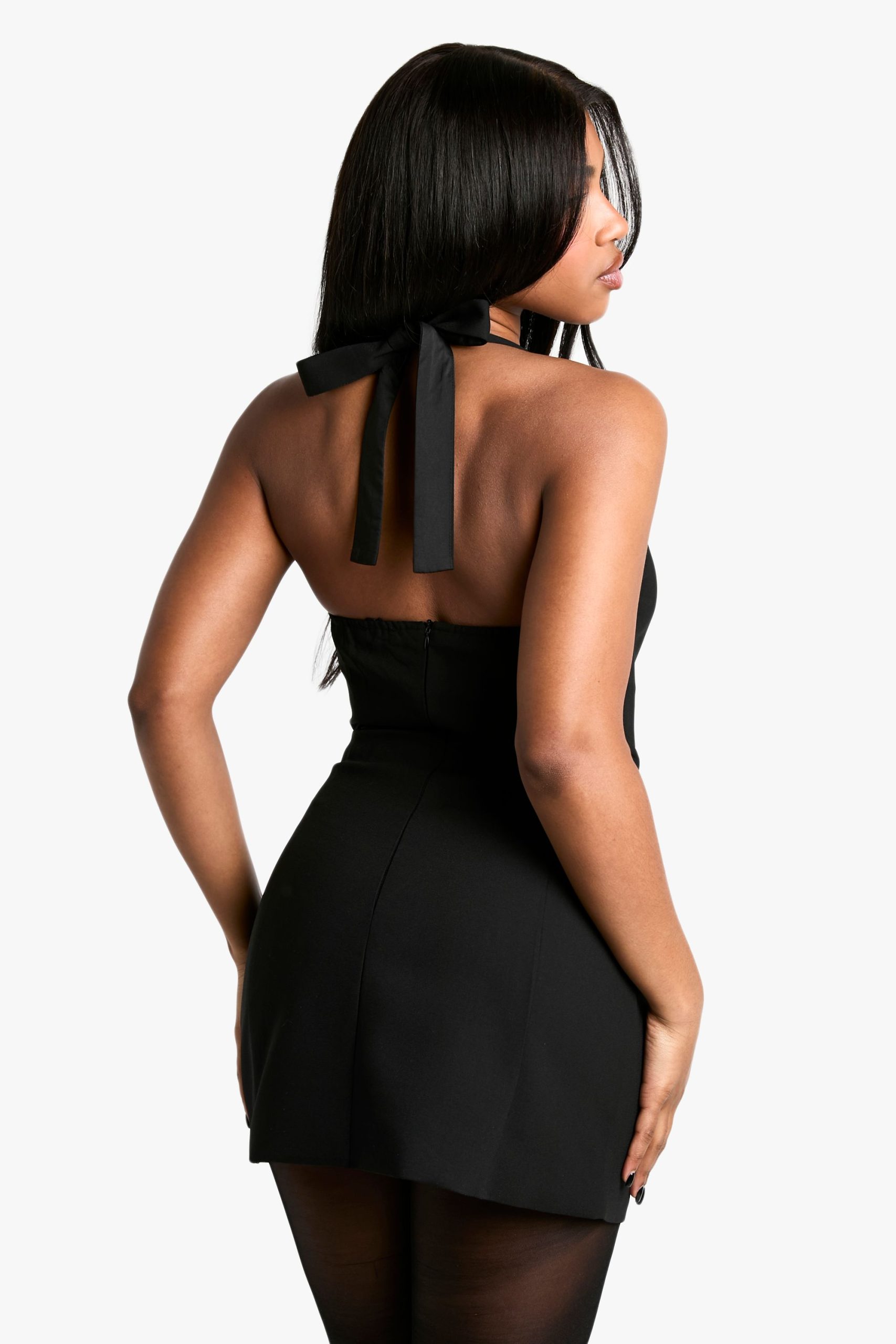 Tailored Halterneck A Line Mini Dress - Image 2