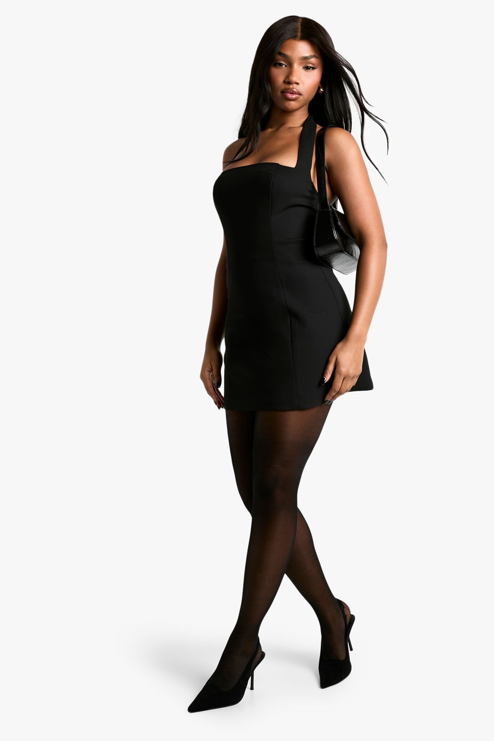Tailored Halterneck A Line Mini Dress - Image 3
