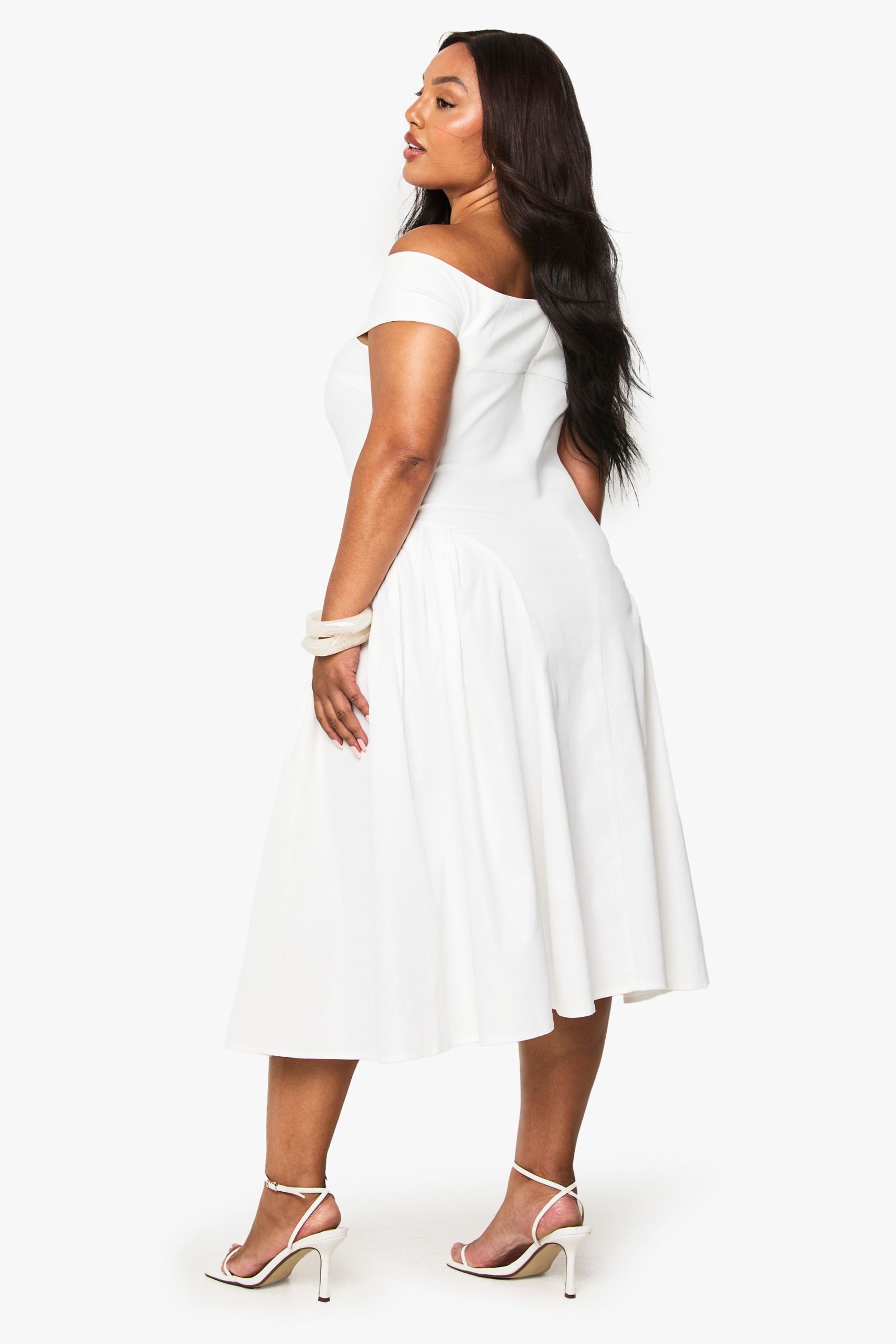 Plus Bardot Volume Skirt Dress - Image 2