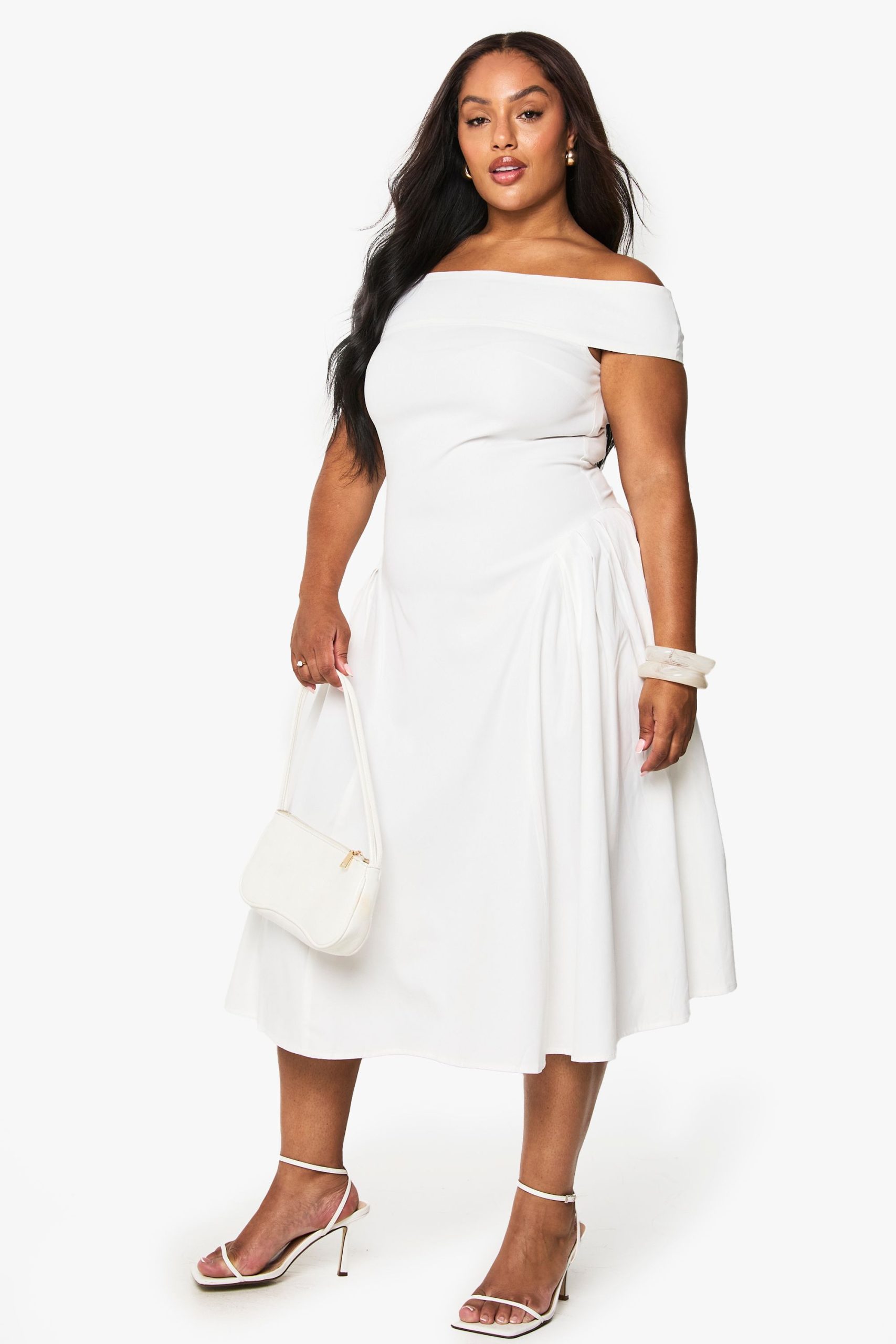 Plus Bardot Volume Skirt Dress - Image 3