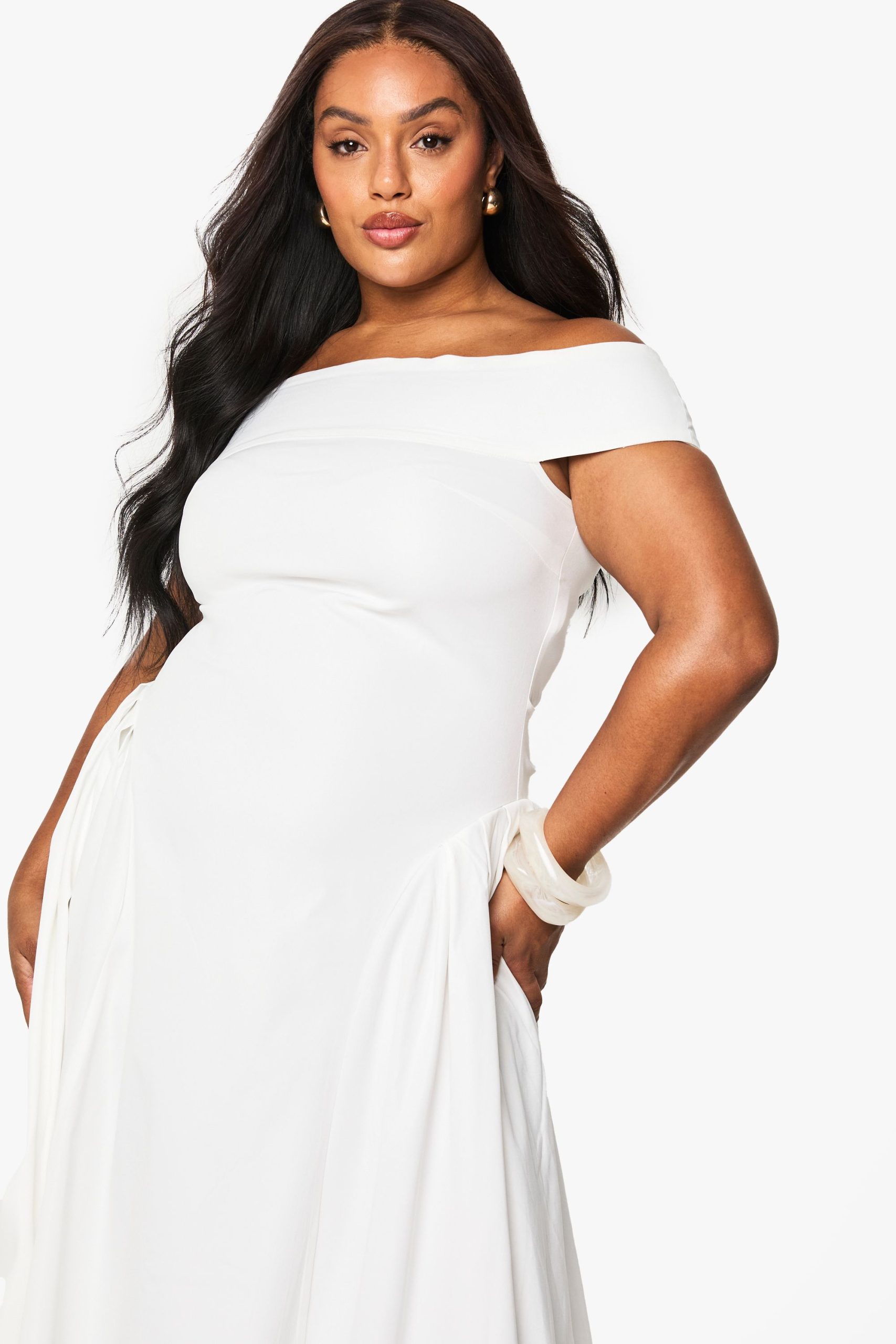 Plus Bardot Volume Skirt Dress - Image 4