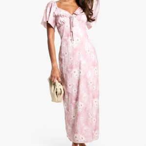 Floral Angel Sleeve  Midaxi Dress