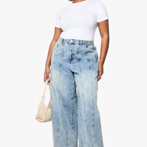 Plus Adjustable Waist Wide Leg Jean