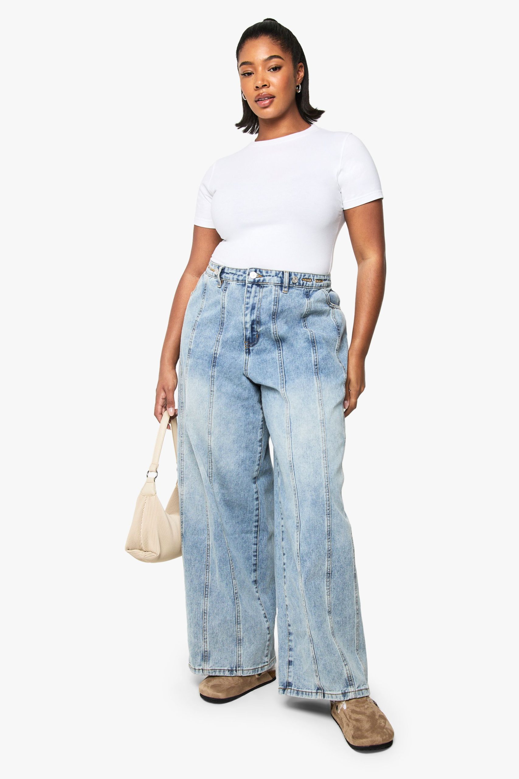 Plus Adjustable Waist Wide Leg Jean