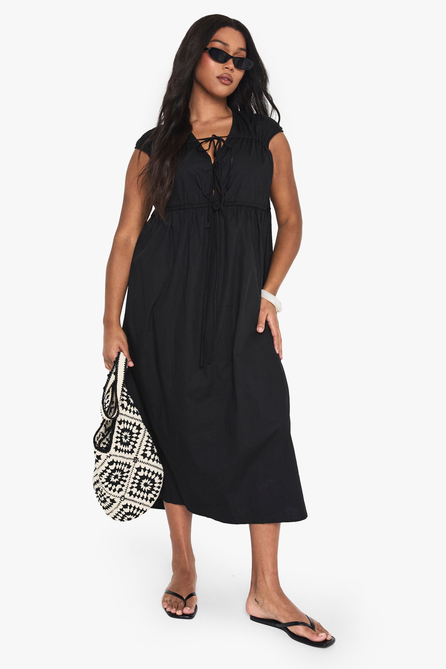 Plus Tie Front Midaxi Dress