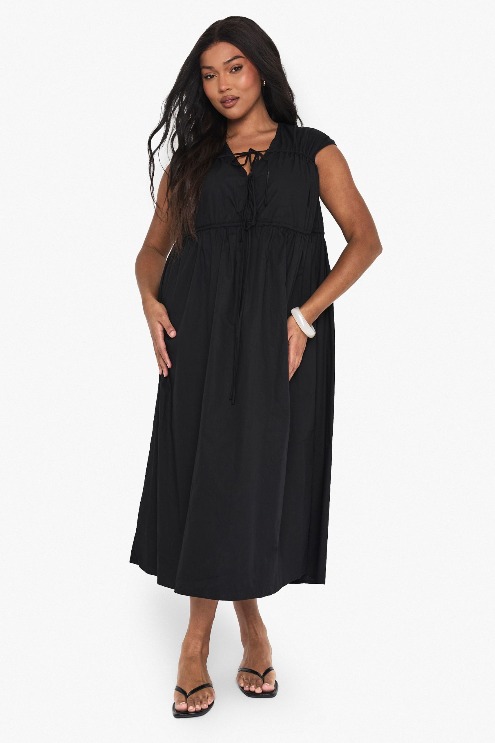 Plus Tie Front Midaxi Dress - Image 3