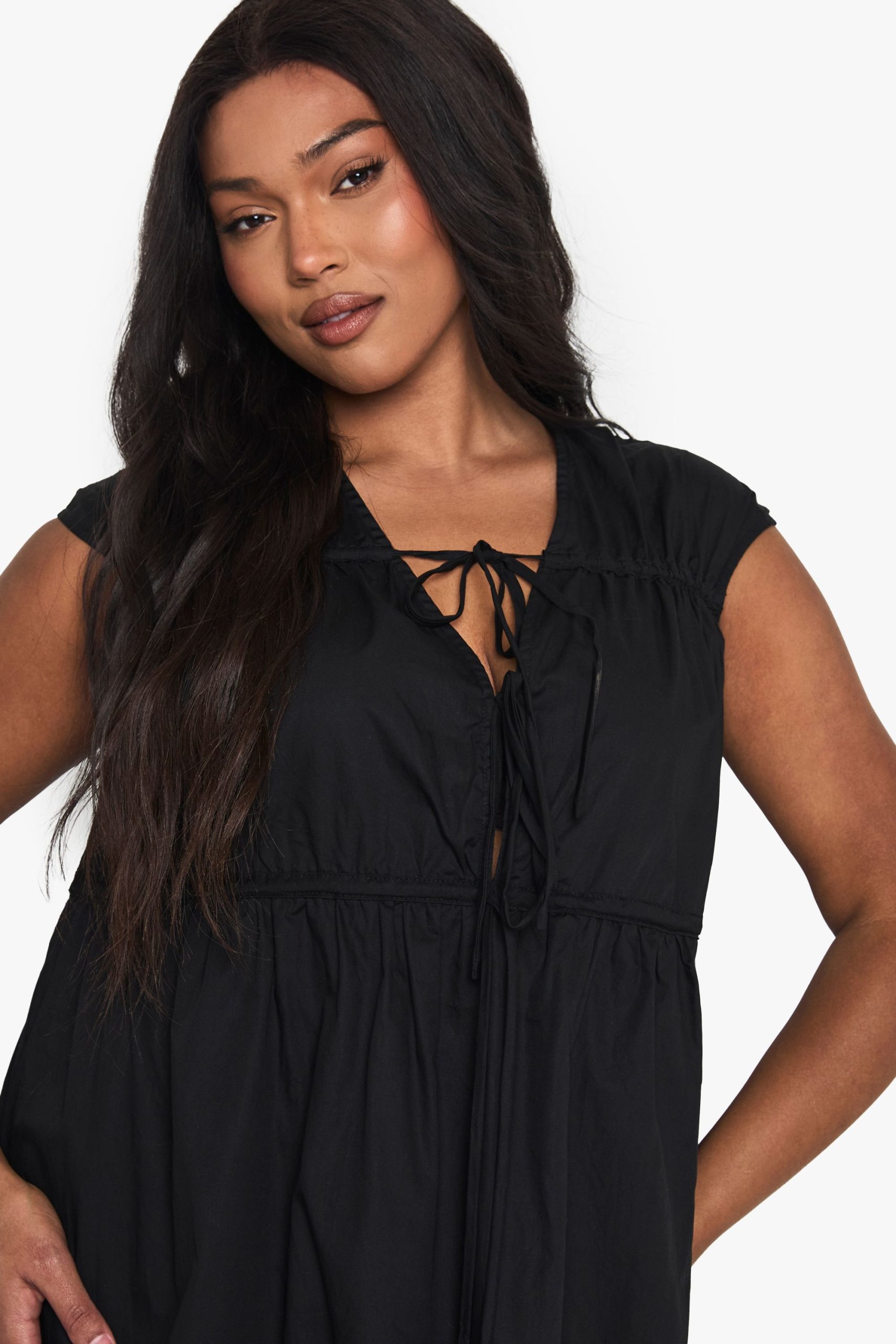 Plus Tie Front Midaxi Dress - Image 4