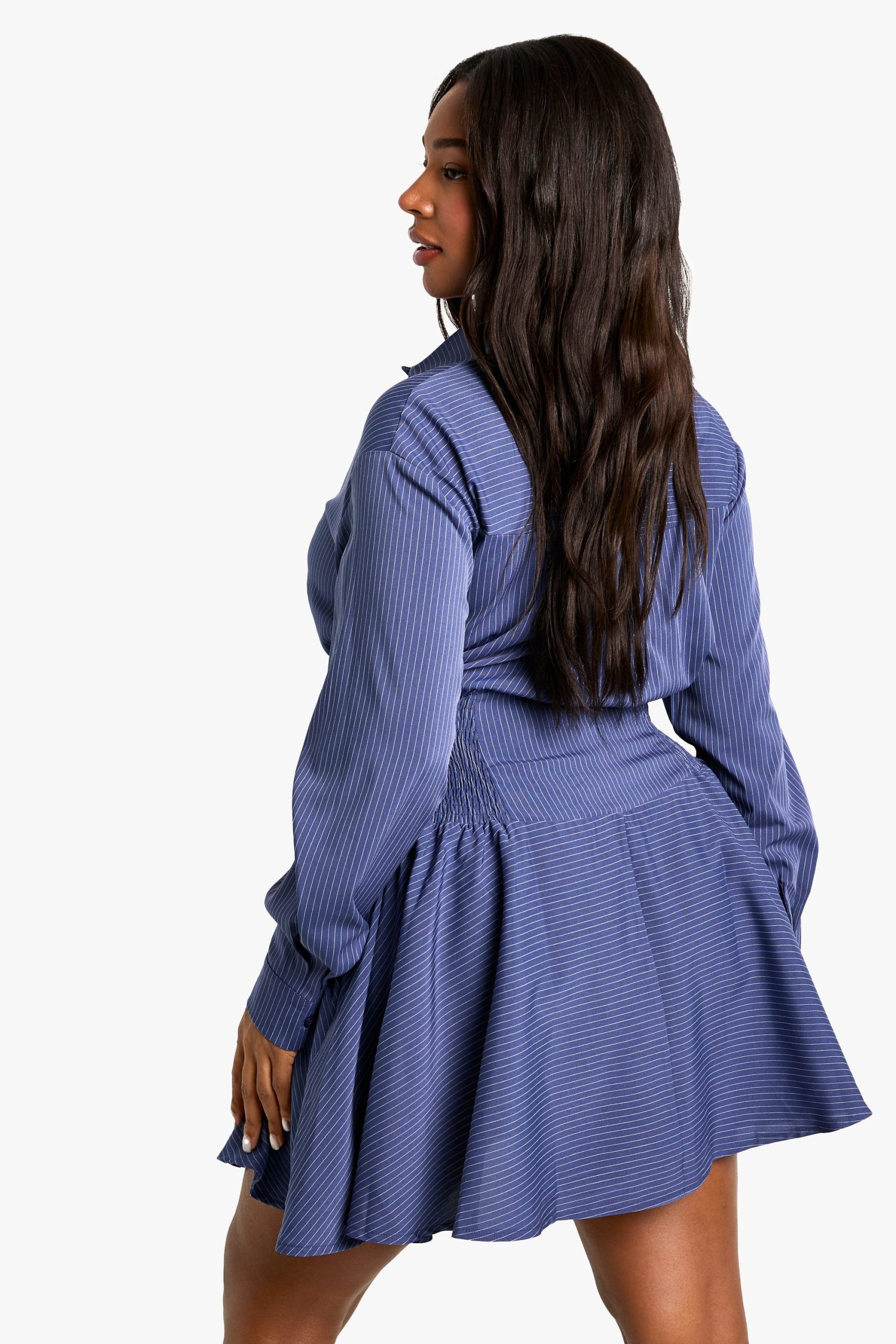 Plus Stripe Corset Detail Shirt Dress - Image 2