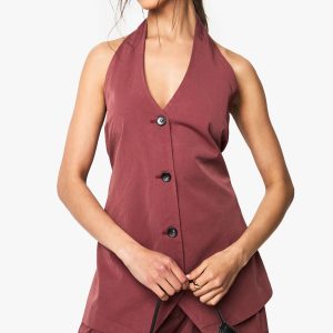 Halter Neck Longline Tailored Waistcoat