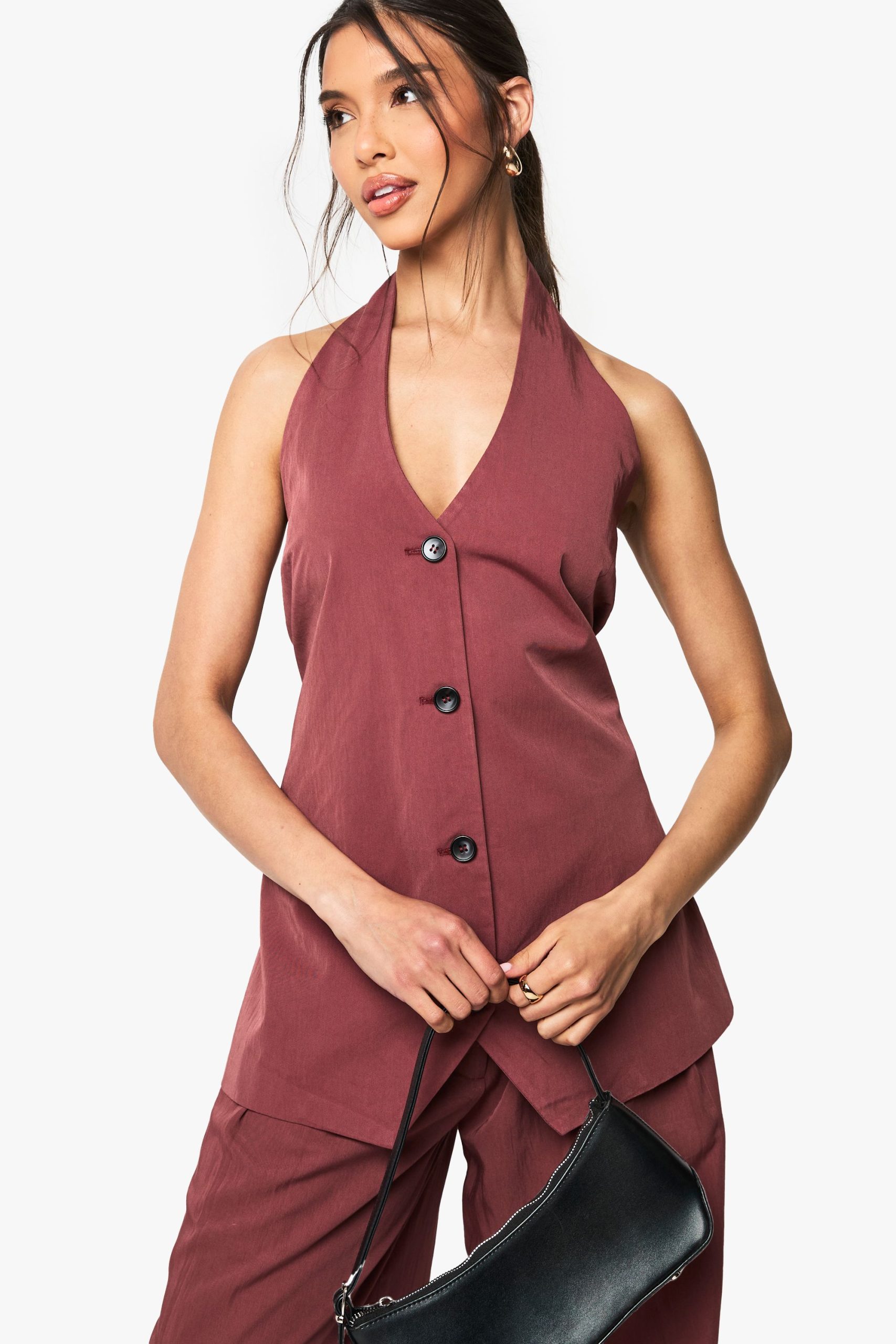 Halter Neck Longline Tailored Waistcoat