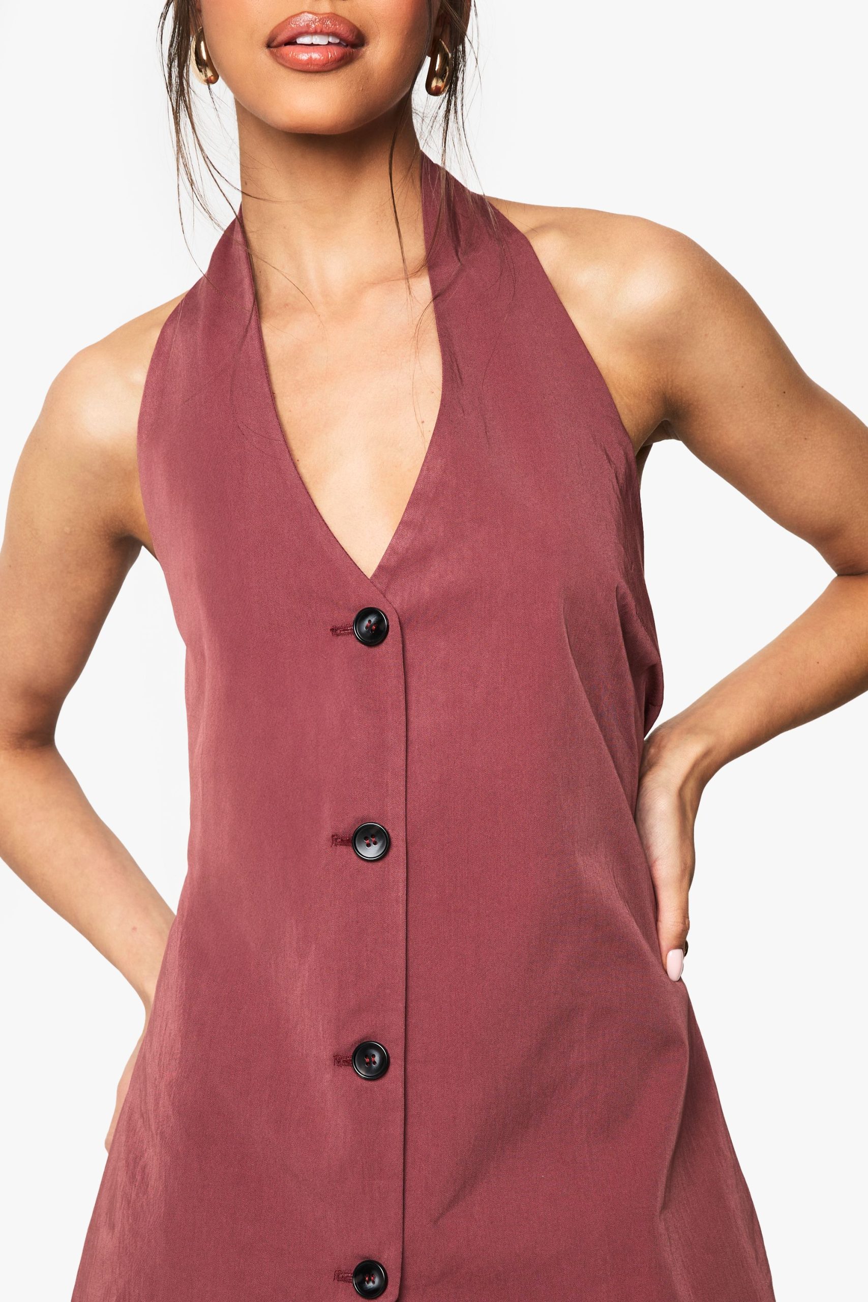 Halter Neck Longline Tailored Waistcoat - Image 4