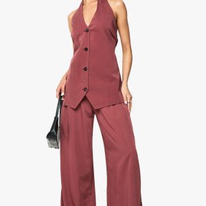 Floaty Pleated Wide Leg Tailored Trouser