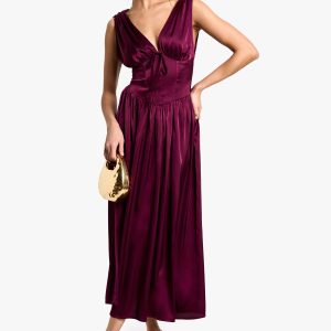Satin Milkmaid Midaxi Dress