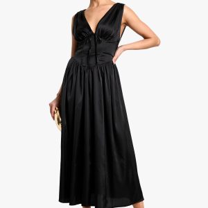 Satin Milkmaid Midaxi Dress