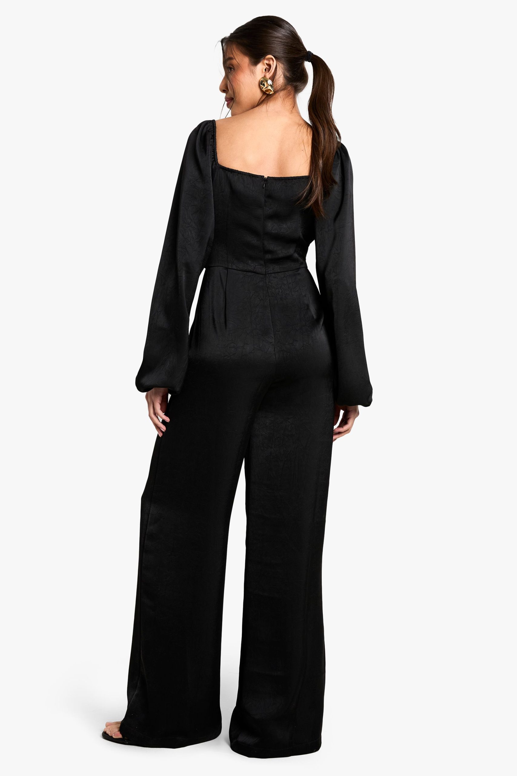 Textured Satin Wrap Jumpsuit - Image 2