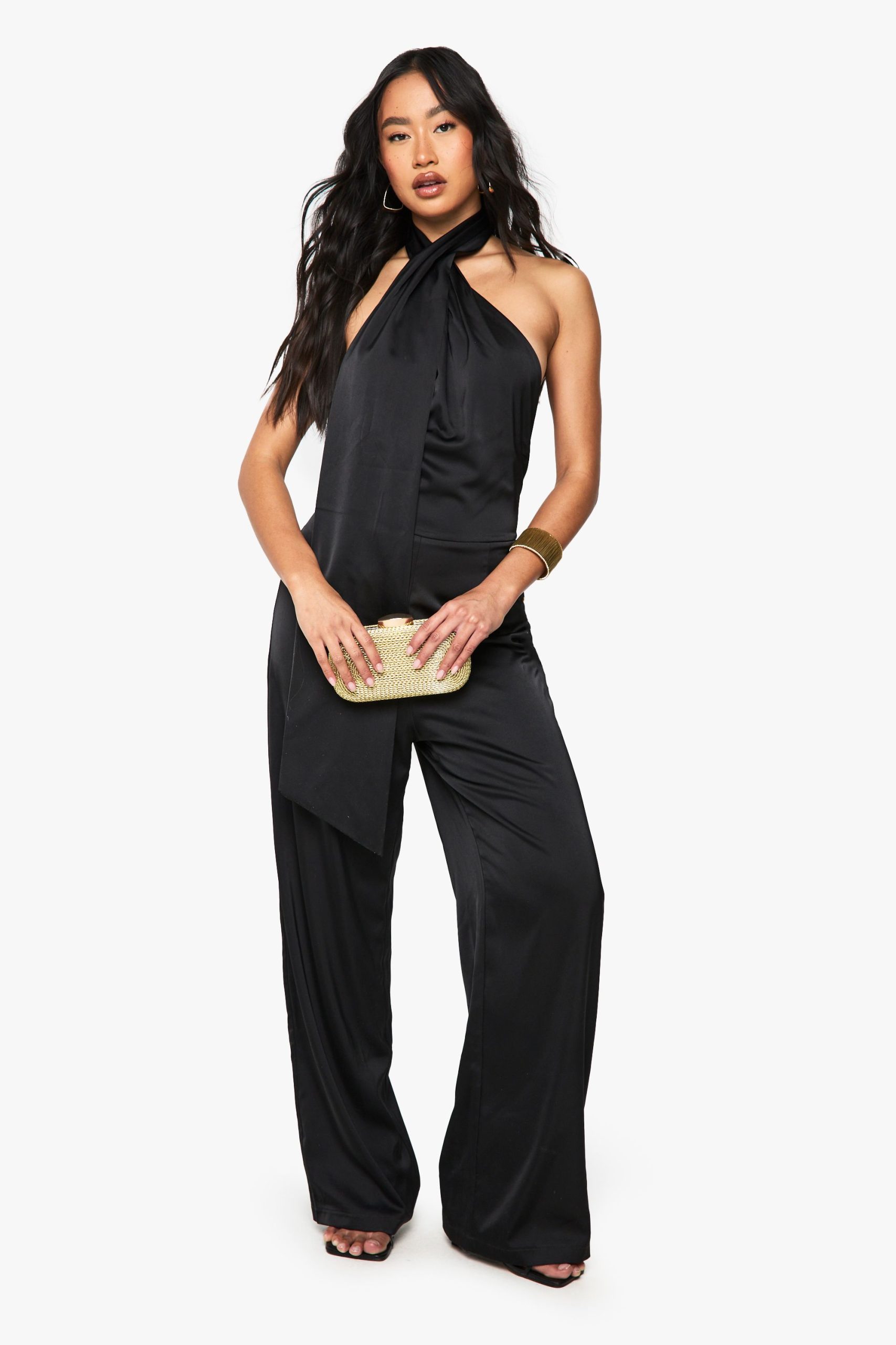 Satin Scarf Detail Jumpsuit