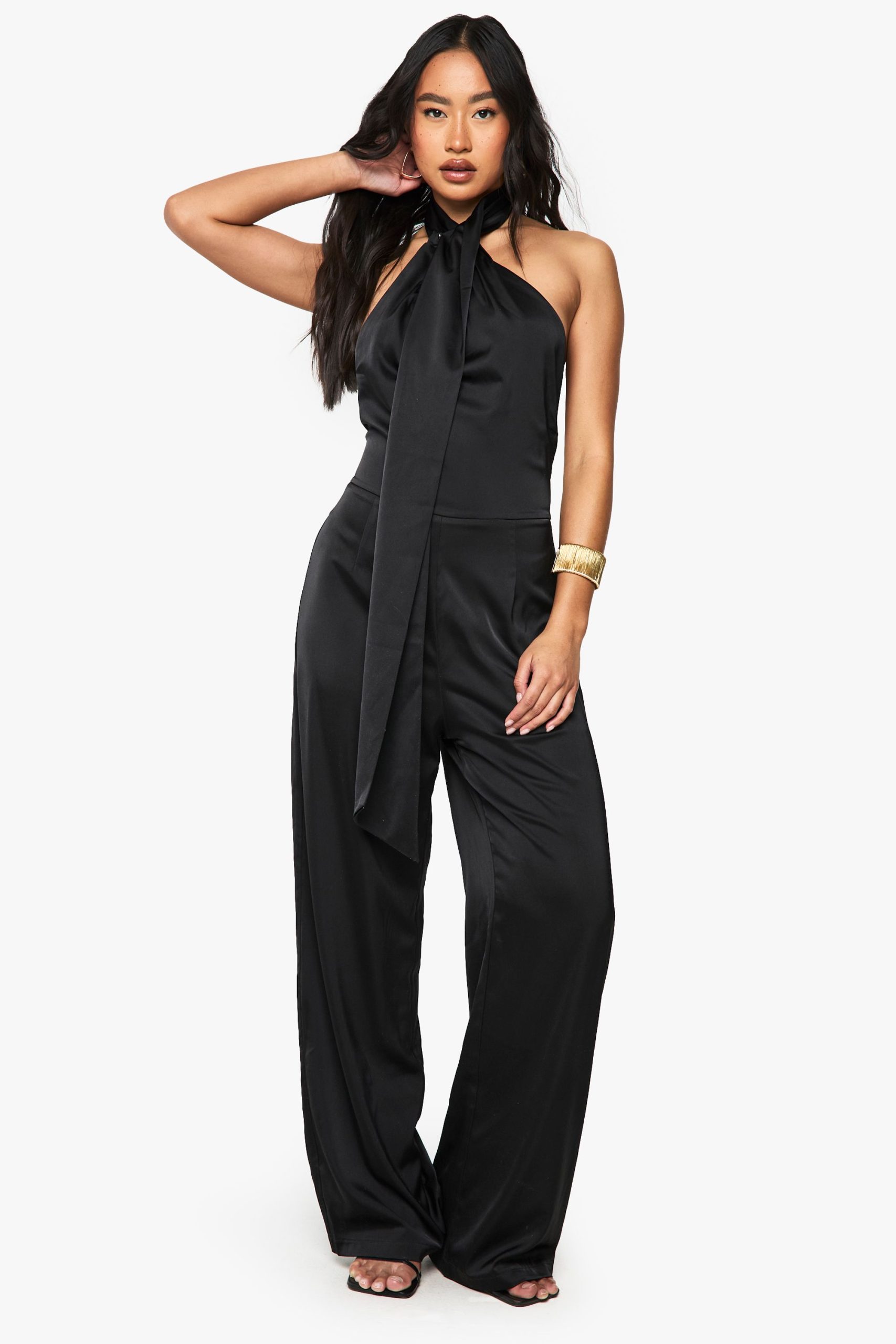 Satin Scarf Detail Jumpsuit - Image 3