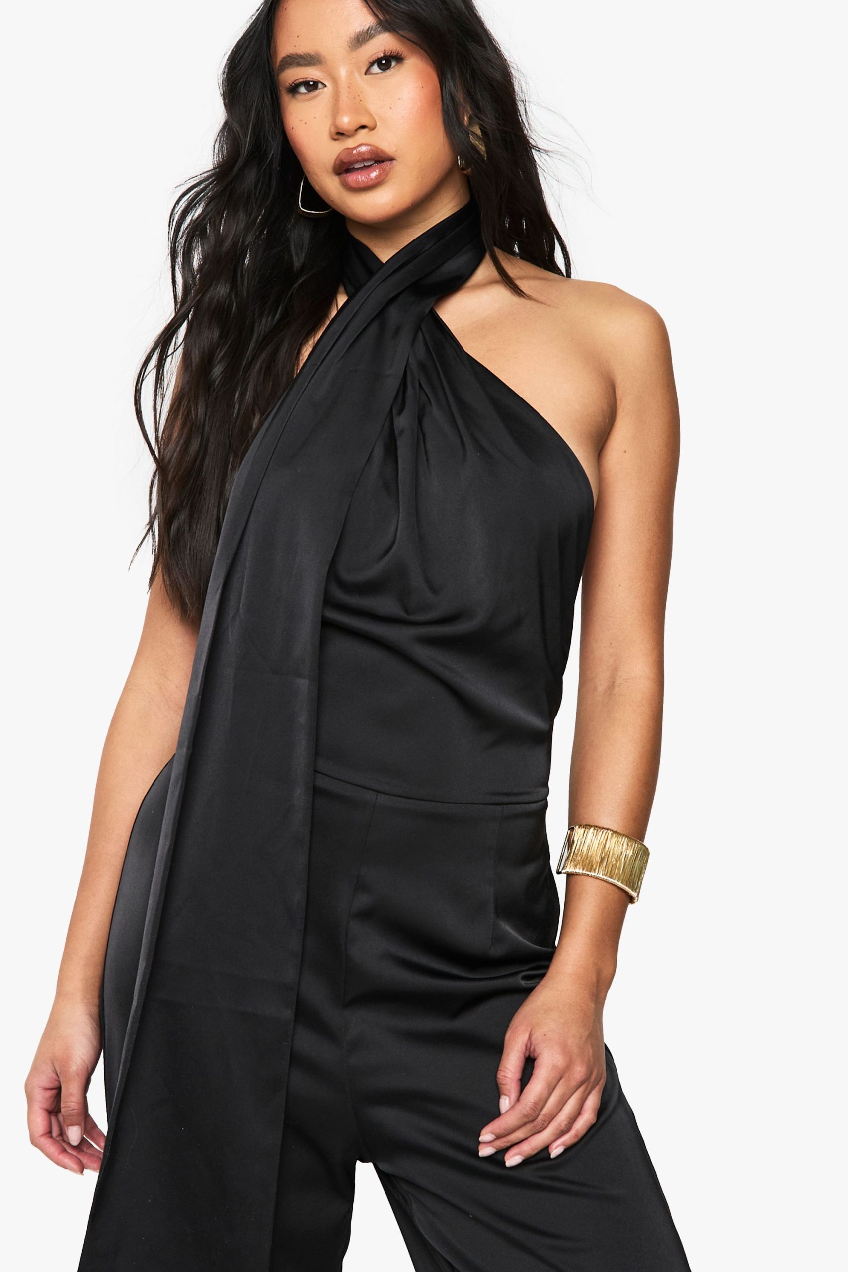 Satin Scarf Detail Jumpsuit - Image 4