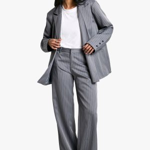 Tailored Pinstripe Pleated Front Straight Leg Trouser