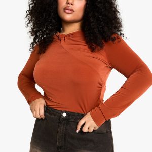 Plus Twist Detail Ruched Bodysuit