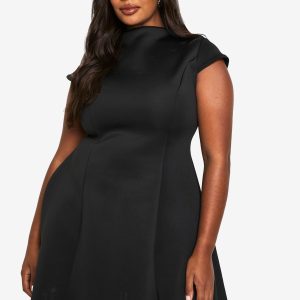 plus structured mini skater dress