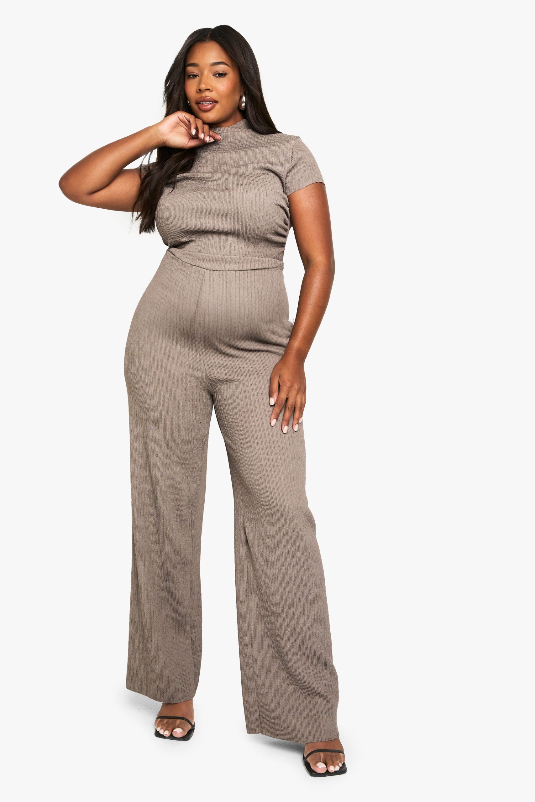 plus ripple texture high neck jumpsuit - Image 3
