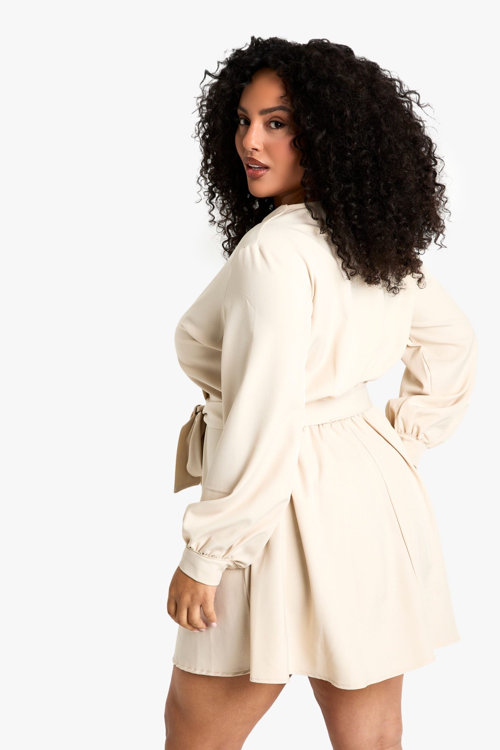 plus blouson sleeve mini wrap dress - Image 2