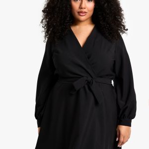plus blouson sleeve mini wrap dress