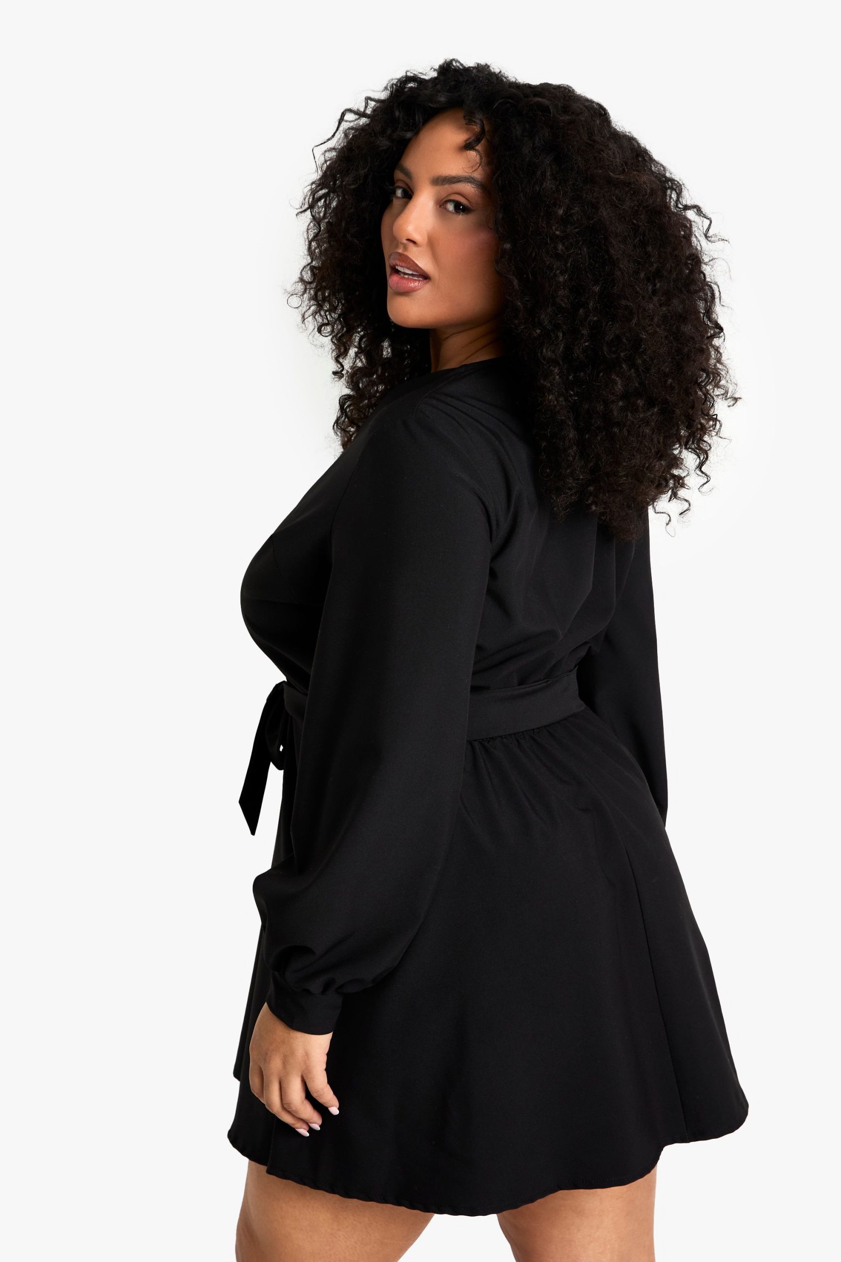 plus blouson sleeve mini wrap dress - Image 2