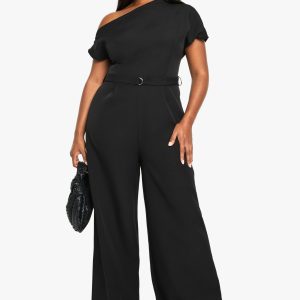 Plus Asymmetric Belted Jumpsuit