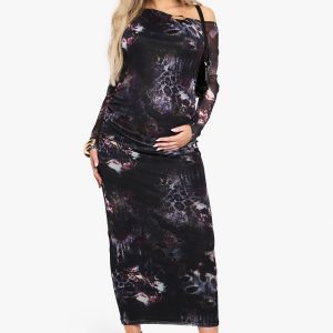 maternity trim detail asymmetric midaxi dress
