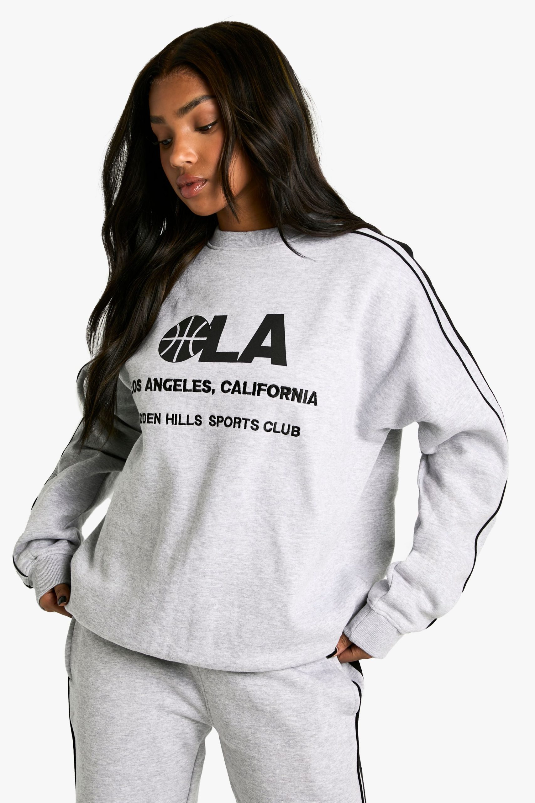 LA Basketball Side Striped Oversized Sweatshirt - Image 4