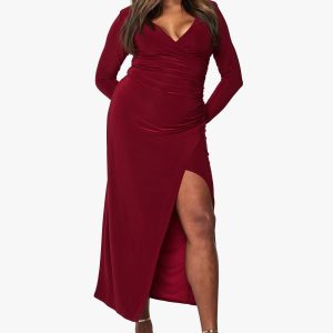 Plus Ruched Wrap Maxi Dress