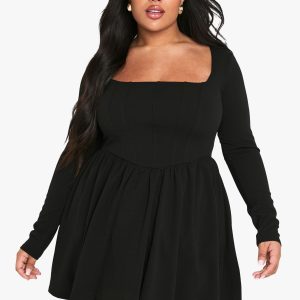 Plus Corset Detail Skater Dress