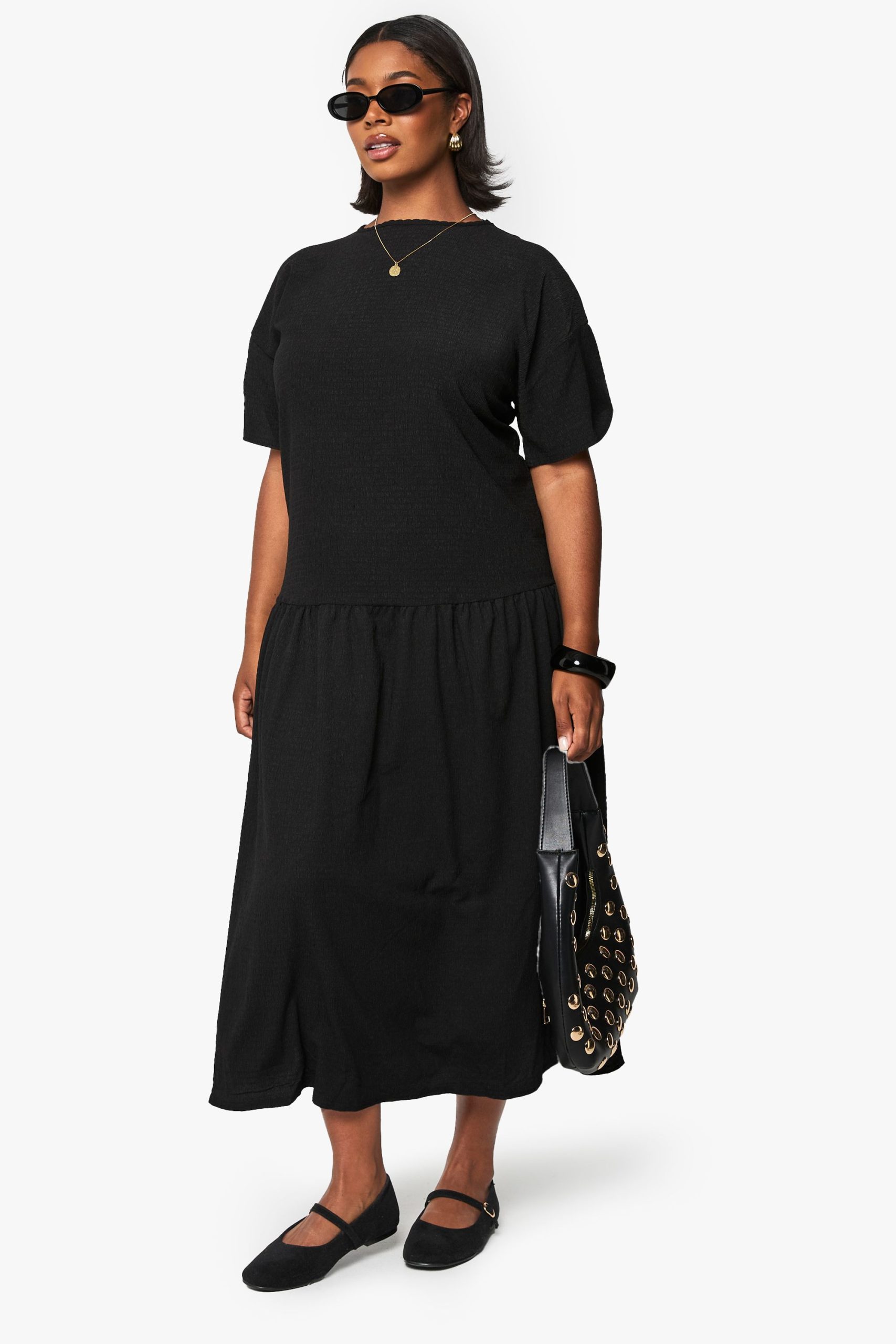 plus TEXTURED midaxi smock dress
