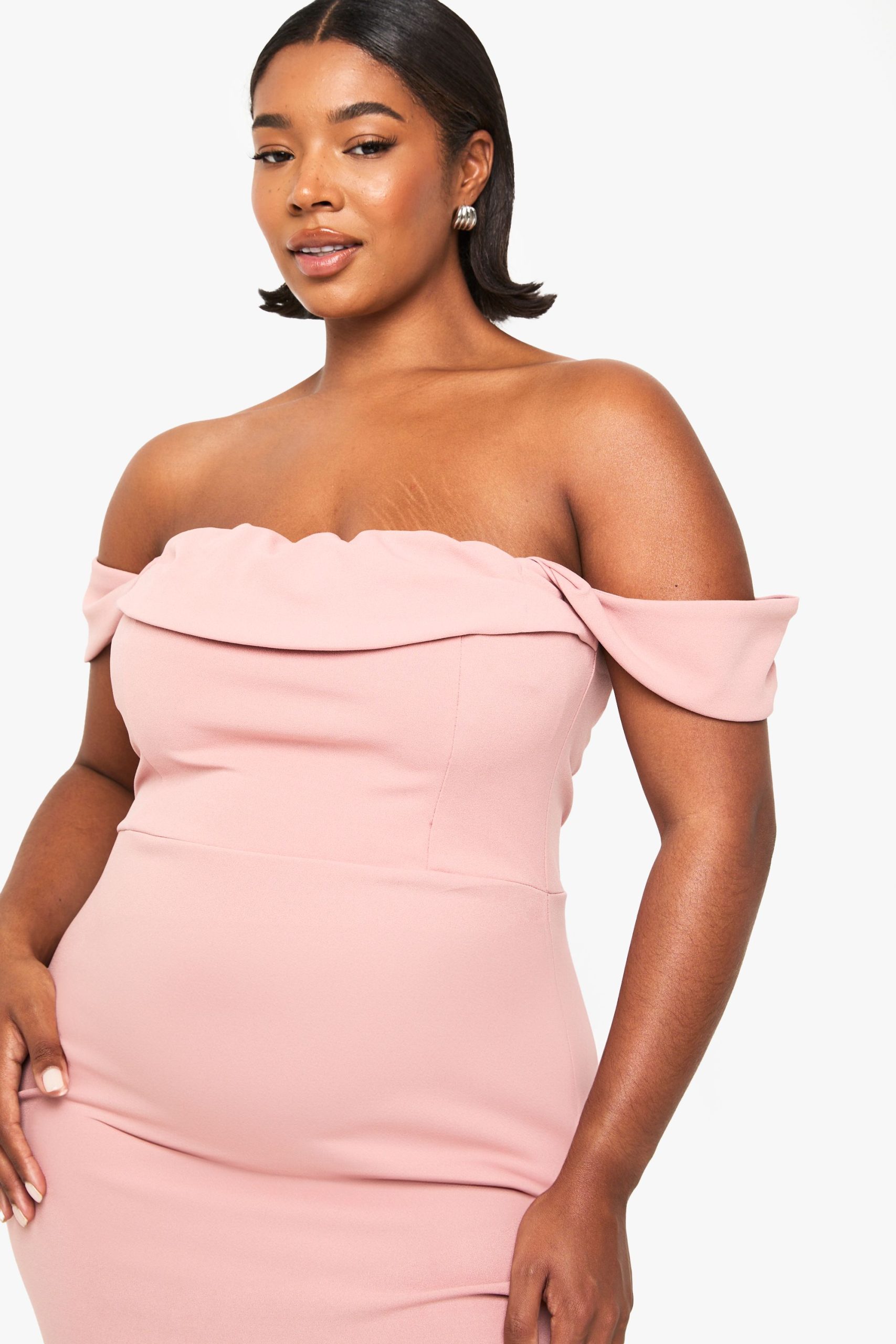 Plus Bardot Ruched Wrap Maxi Dress - Image 4