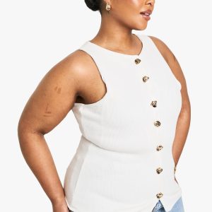 Plus Knitted Button Down Waistcoat