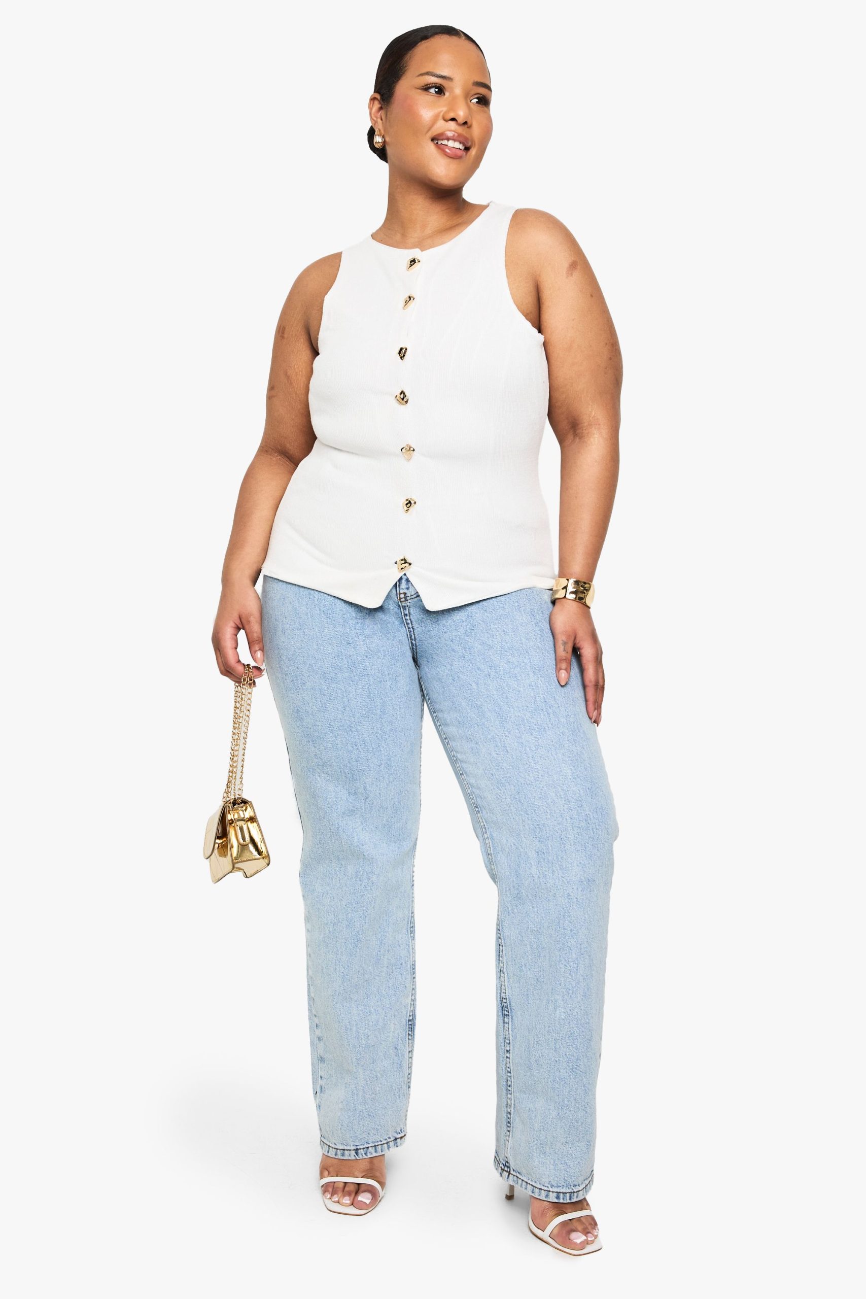 Plus Knitted Button Down Waistcoat - Image 3