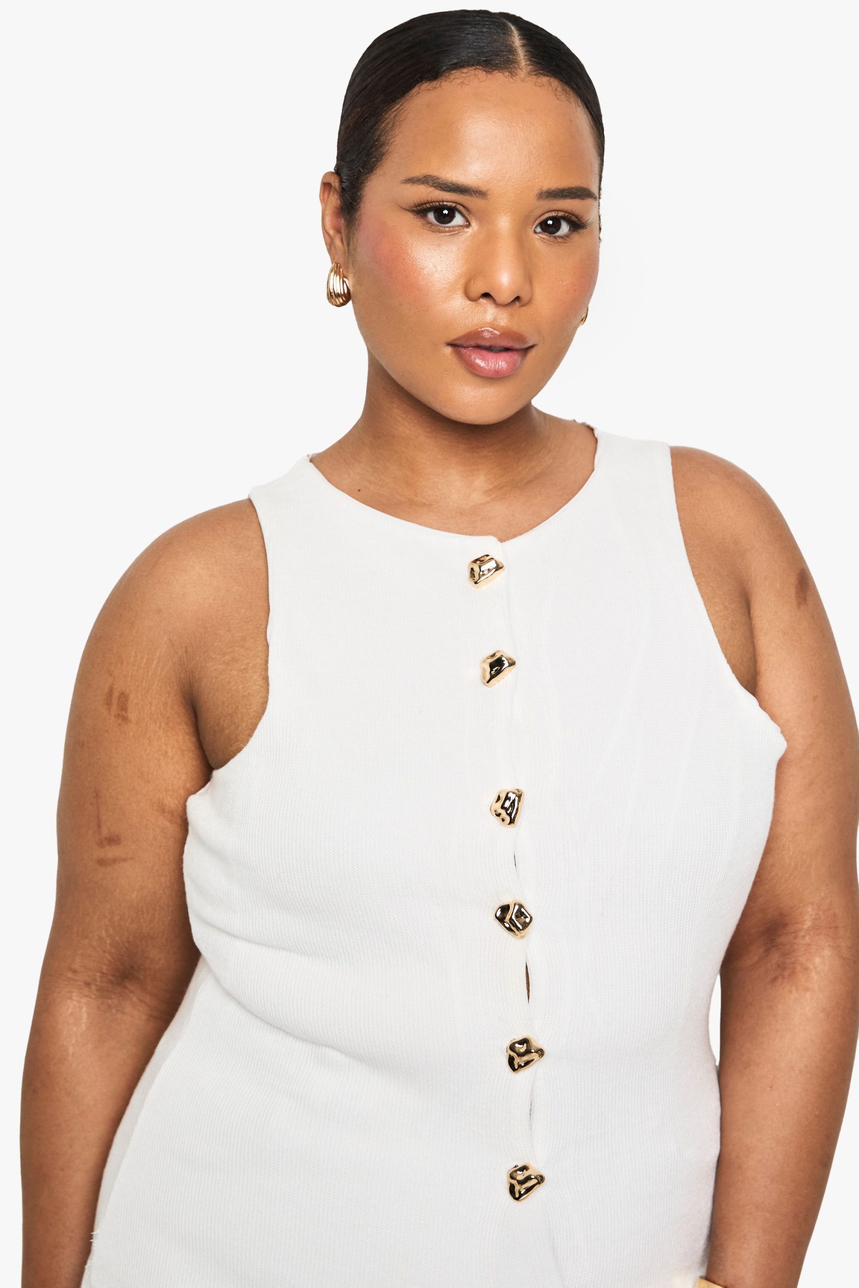 Plus Knitted Button Down Waistcoat - Image 4