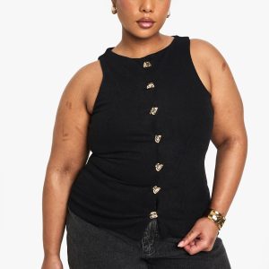 Plus Knitted Button Down Waistcoat