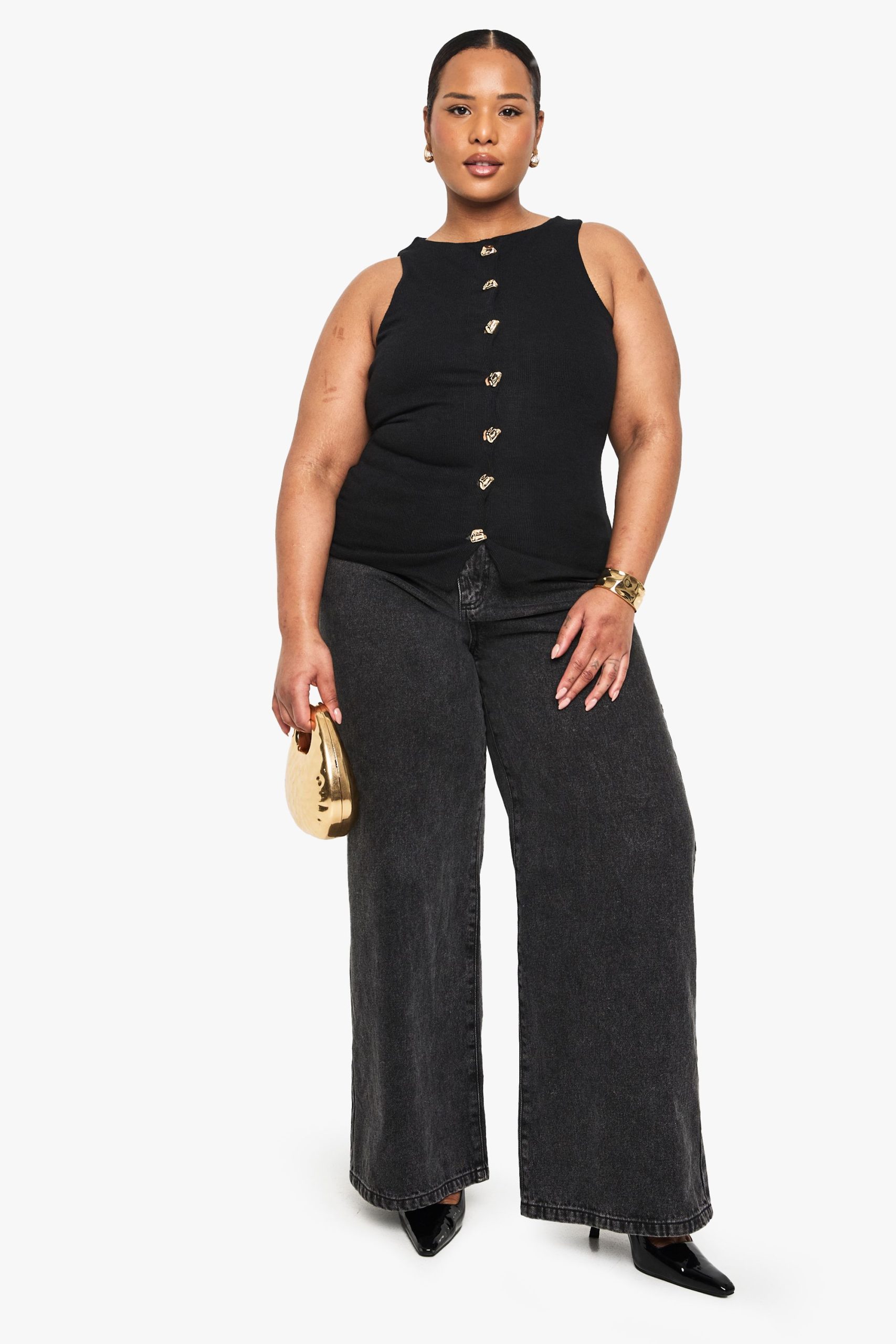 Plus Knitted Button Down Waistcoat - Image 3