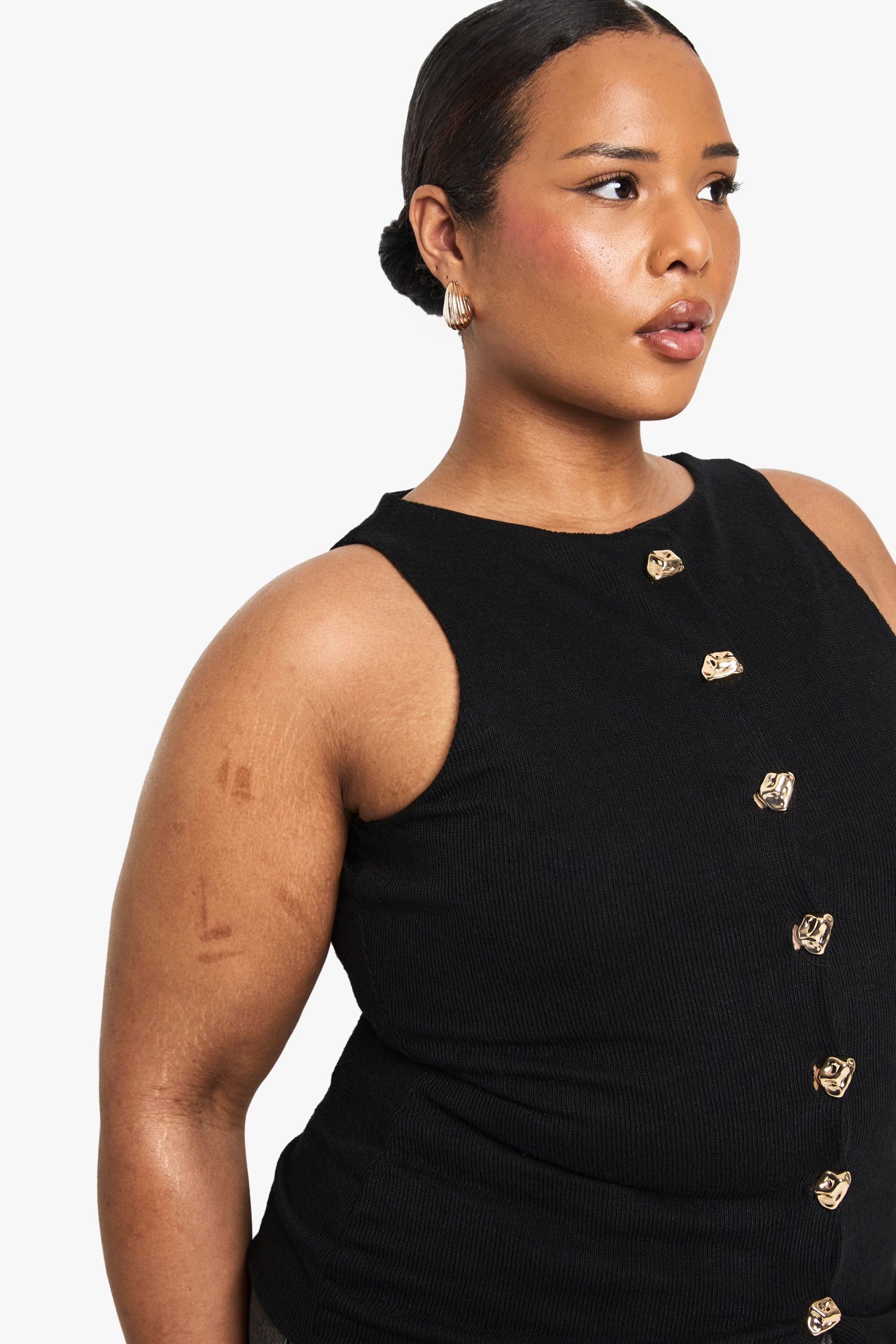 Plus Knitted Button Down Waistcoat - Image 4