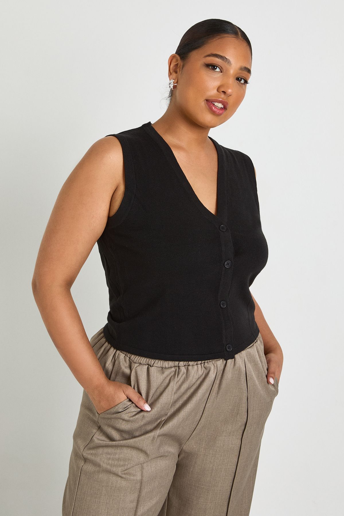 Plus Lightweight Button Through Waistcoat