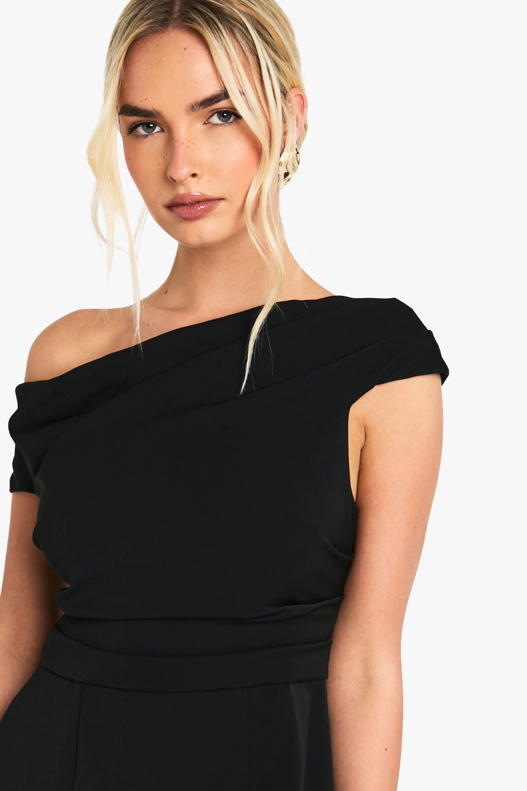 Asymmetric Drape Tailored Mini Dress - Image 4