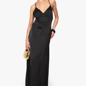 Satin Strappy Cross Over Slip Dress